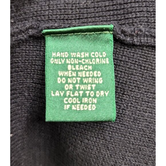 Lauren Ralph Lauren Black Hidden Hood Cotton Poly Sweater Jacket Zip Snap Medium - Picture 9 of 10